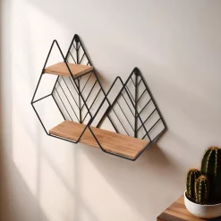 Mensola da parete in legno e metallo (48 x Alt 36 cm) Urban Loft Nero