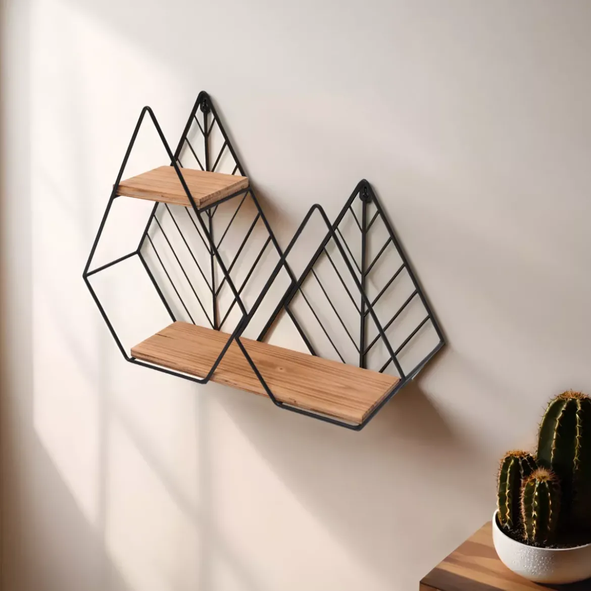 Mensola da parete in legno e metallo (48 x Alt 36 cm) Urban Loft Nero
