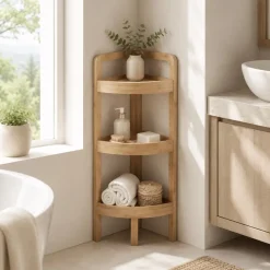 Mobile angolare 3 ripiani (H85 cm) Anako Naturale