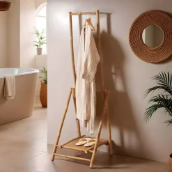 Mobile appendiabiti pieghevole con guardaroba in bambù (H176 cm) Hanoï