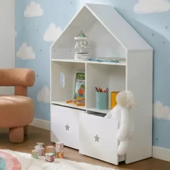 Mobile contenitore bambino legno 3 livelli (H97 cm) Stars Bianco