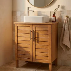 Mobile sottolavabo bagno in legno (70 x 60 cm) Stile Coloniale Naturale