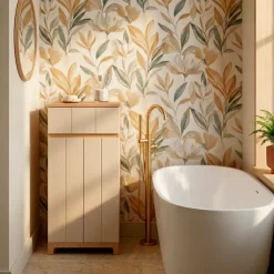 Mobiletto basso bagno in legno (83 x 38 cm) Rivoli Naturale