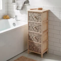 Mobiletto 4 cassetti in legno di paulownia (86 x 37 cm) Esteban Nero