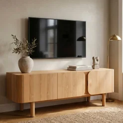 Mobile TV 3 ante in rovere massiccio (154 x 55 cm) Oakland Naturale