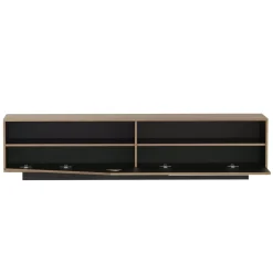 Mobile TV in legno design (L180 x 40 cm) Alabama Bianco, nero e naturale