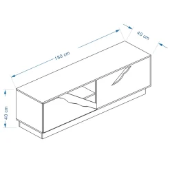 Mobile TV in legno design (180 x 40 cm) Florida Bianco, nero e naturale