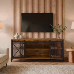 Mobile TV in legno e metallo (140 cm) Basko Nero