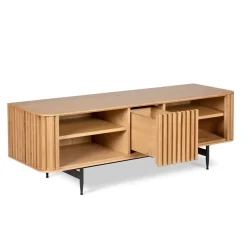 Mobile TV 4 nicchie in rovere massiccio (130 x 42 cm) Rytm Naturale