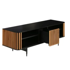 Mobile TV 4 nicchie in rovere massiccio (130 x 43 cm) Rytm Nero