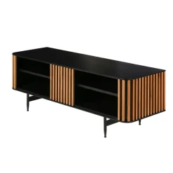 Mobile TV 4 nicchie in rovere massiccio (130 x 43 cm) Rytm Nero