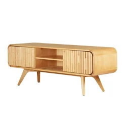Mobile TV 2 scomparti 2 ante in rovere massiccio (165 x 58 cm) Bilbao Naturale