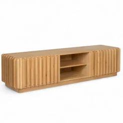 Mobile TV 2 scomparti 2 ante in rovere massiccio (180 x 45 cm) Altos Naturale