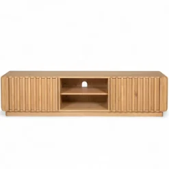 Mobile TV 2 scomparti 2 ante in rovere massiccio (180 x 45 cm) Altos Naturale