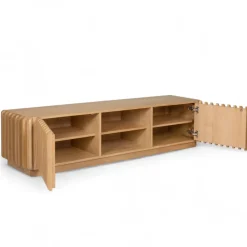 Mobile TV 2 scomparti 2 ante in rovere massiccio (180 x 45 cm) Altos Naturale
