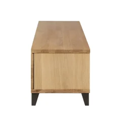 Mobile TV 2 scomparti 2 ante in rovere massiccio e metallo (150 x 44 cm) Bristol Naturale