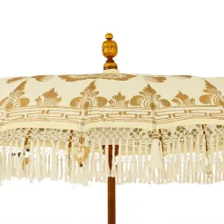 Ombrellone da giardino rotondo con frange (D2 m) Jaipur Crema e dorature