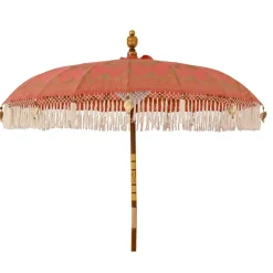 Ombrellone da giardino rotondo con frange (D2 m) Jaipur Rosso e dorato