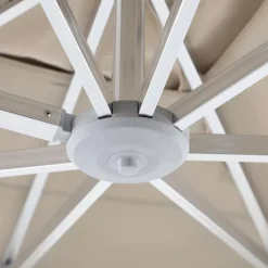 Ombrellone decentrato quadrato in alluminio con base (3 x 3 m) Elyra Bianco e Tortora