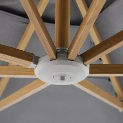 Ombrellone decentrato quadrato in alluminio con base (3 x 3 m) Elyra effetto legno e Antracite
