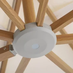 Ombrellone decentrato quadrato in alluminio con base (3 x 3 m) Elyra effetto legno e Bianco