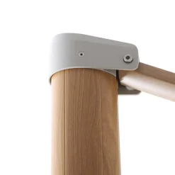 Ombrellone decentrato quadrato in alluminio con base (3 x 3 m) Elyra effetto legno e Grigio