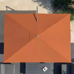 Ombrellone decentrato rettangolare in alluminio con base (3 x 4 m) Elyra Antracite e Terracotta