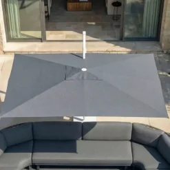 Ombrellone decentrato rettangolare in alluminio con base (3 x 4 m) Elyra Bianco e Antracite