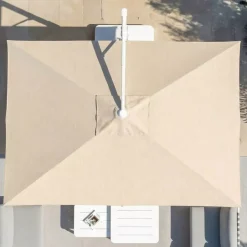 Ombrellone decentrato rettangolare in alluminio con base (3 x 4 m) Elyra Bianco e Beige
