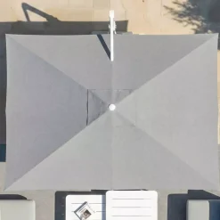 Ombrellone decentrato rettangolare in alluminio con base (3 x 4 m) Elyra Bianco e Grigio