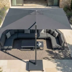 Ombrellone decentrato rettangolare in alluminio con base (3 x 4 m) Elyra Antracite