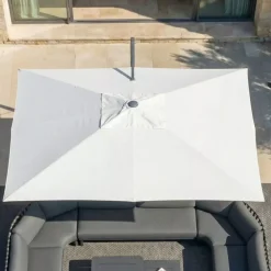 Ombrellone decentrato rettangolare in alluminio con base (3 x 4 m) Elyra Antracite e Bianco
