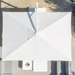 Ombrellone decentrato rettangolare in alluminio con base (3 x 4 m) Elyra Bianco