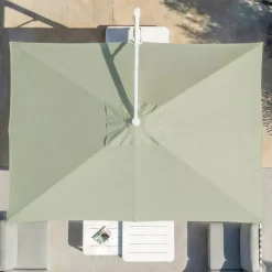 Ombrellone decentrato rettangolare in alluminio con base (3 x 4 m) Elyra Bianco e Verde oliva