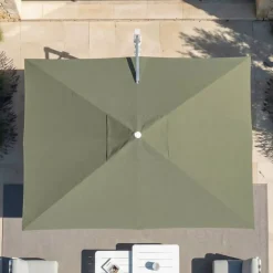 Ombrellone decentrato rettangolare in alluminio con base (3 x 4 m) Elyra Metallico lucido e Verde oliva