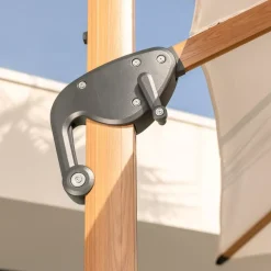 Ombrellone decentrato rettangolare alluminio Yucatan (4 x 3 m) effetto Legno e bianco