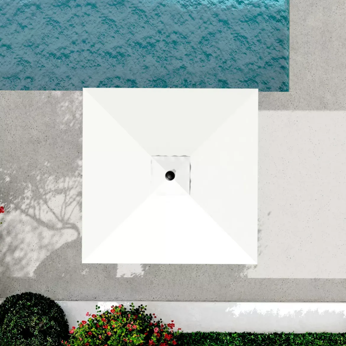 Ombrellone quadrato alluminio (2,5 X 2,5 m) Yucatan Grigio e Bianco