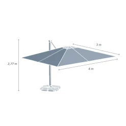 Ombrellone rettangolare alluminio (4 x 3m) Yucatan Bianco