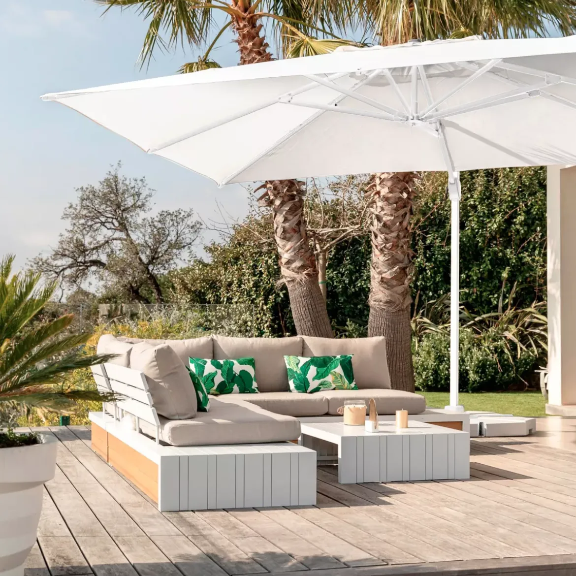 Ombrellone rettangolare alluminio (4 x 3m) Yucatan Bianco