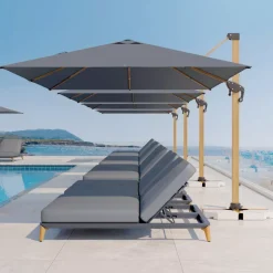 Ombrellone rettangolare alluminio (4 x 3 m) Yucatan effetto Legno e grigio antracite