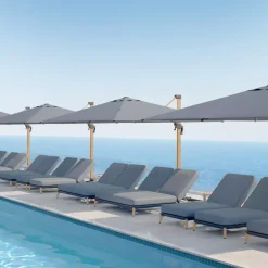 Ombrellone rettangolare alluminio (4 x 3 m) Yucatan effetto Legno e grigio antracite