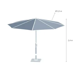 Ombrellone rotondo alluminio (D3,5 cm) Yucutan Grigio e grigio antracite