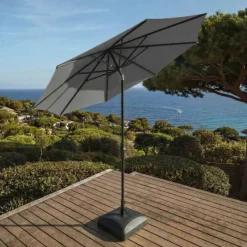 Ombrellone rotondo in alluminio (D3,3 m) Elyra Antracite e Grigio