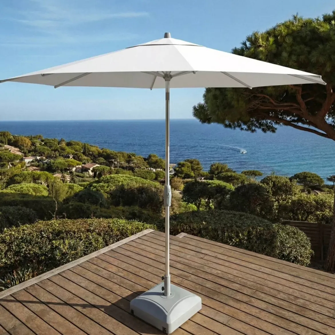 Ombrellone rotondo in alluminio (D3,3 m) Elyra Bianco