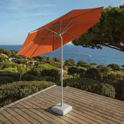 Ombrellone rotondo in alluminio (D3,3 m) Elyra Bianco e Terracotta
