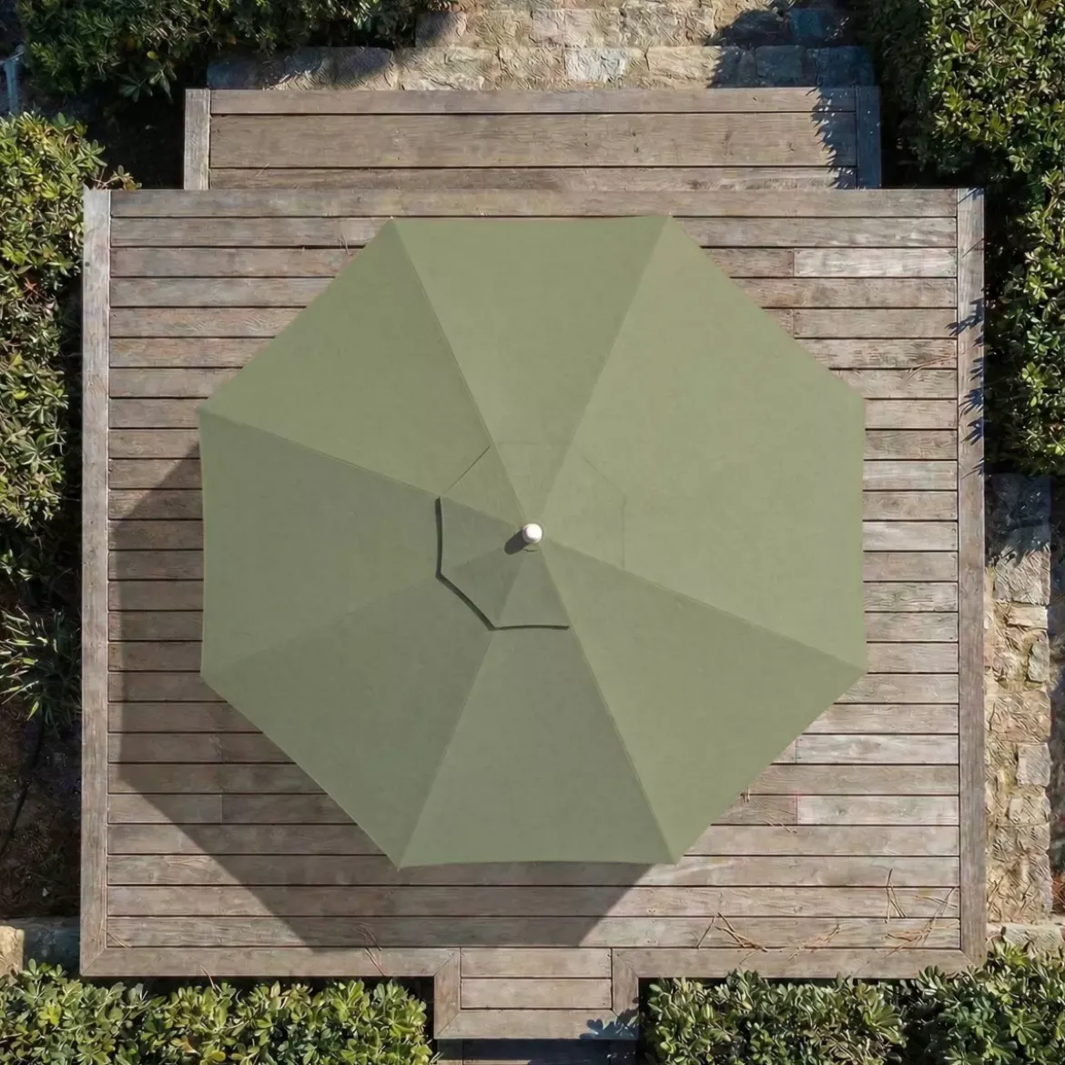 Ombrellone rotondo in alluminio (D3,3 m) Elyra Bianco e Verde cachi