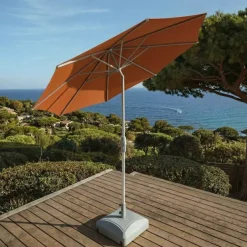 Ombrellone rotondo in alluminio (D3,3 m) Elyra Metallizzato brillante e Terracotta