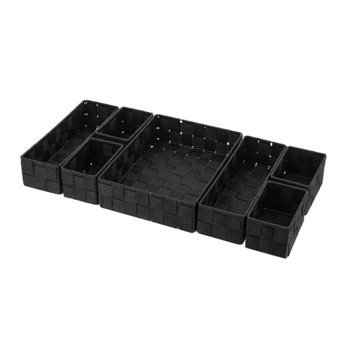 Organizzatore per cassetto bagno 7 cesti intrecciati Oro Nero
