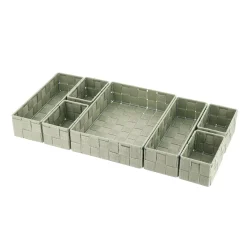 Organizzatore per cassetto bagno 7 cesti intrecciati Oro Verde salvia