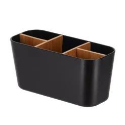 Organizzatore per il bagno con 5 scomparti in bambù Naturo Nero